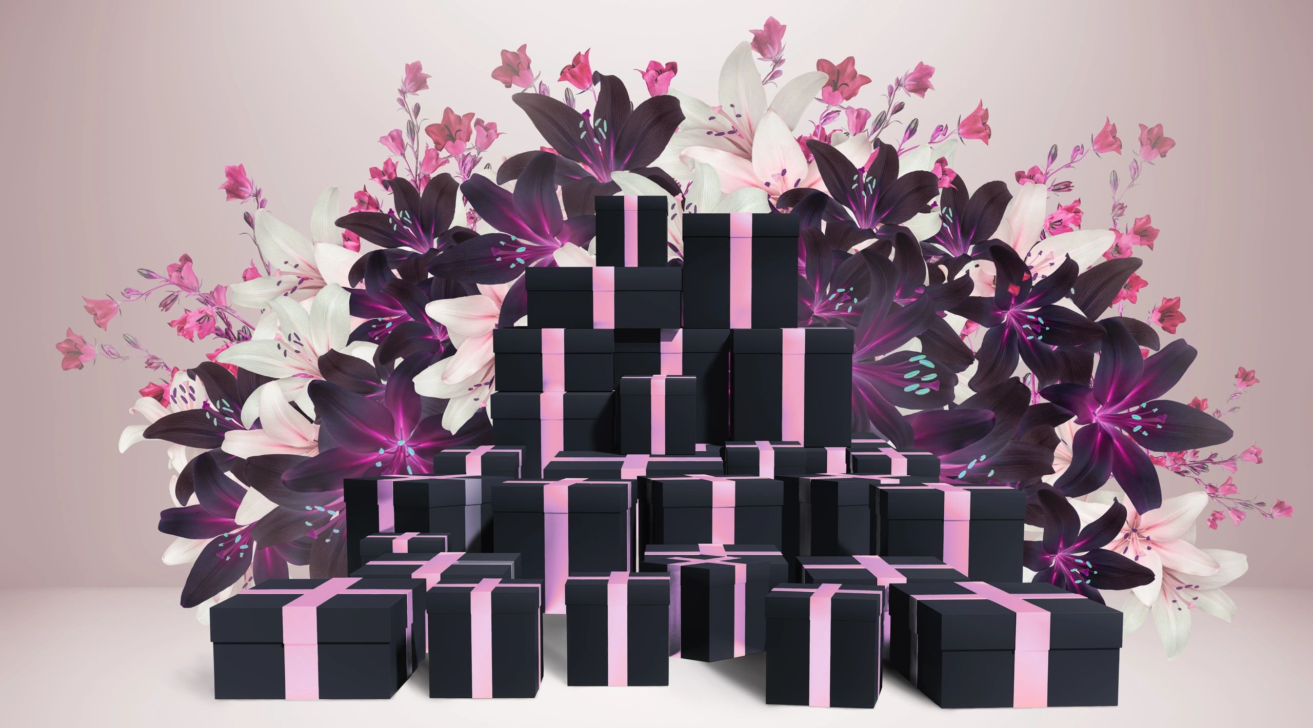 Stacked shipping gift boxes ready for delivery