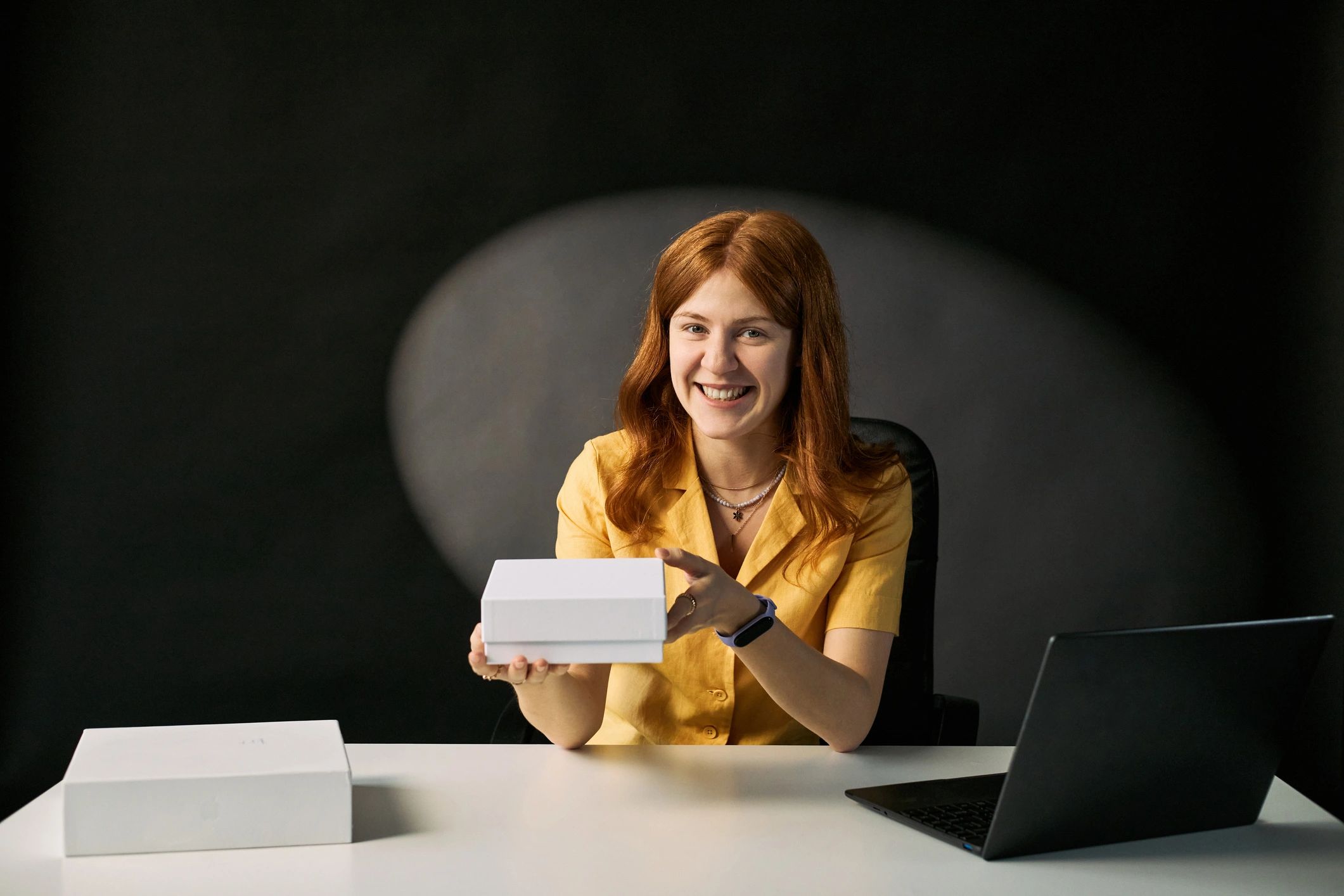 Customer reviewing a delivered product package
