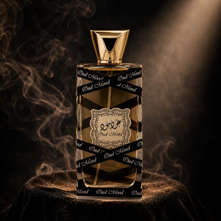 Amazing Oud Mood Eau de Parfum luxury Arabian perfume with amber, vanilla, and sandalwood.