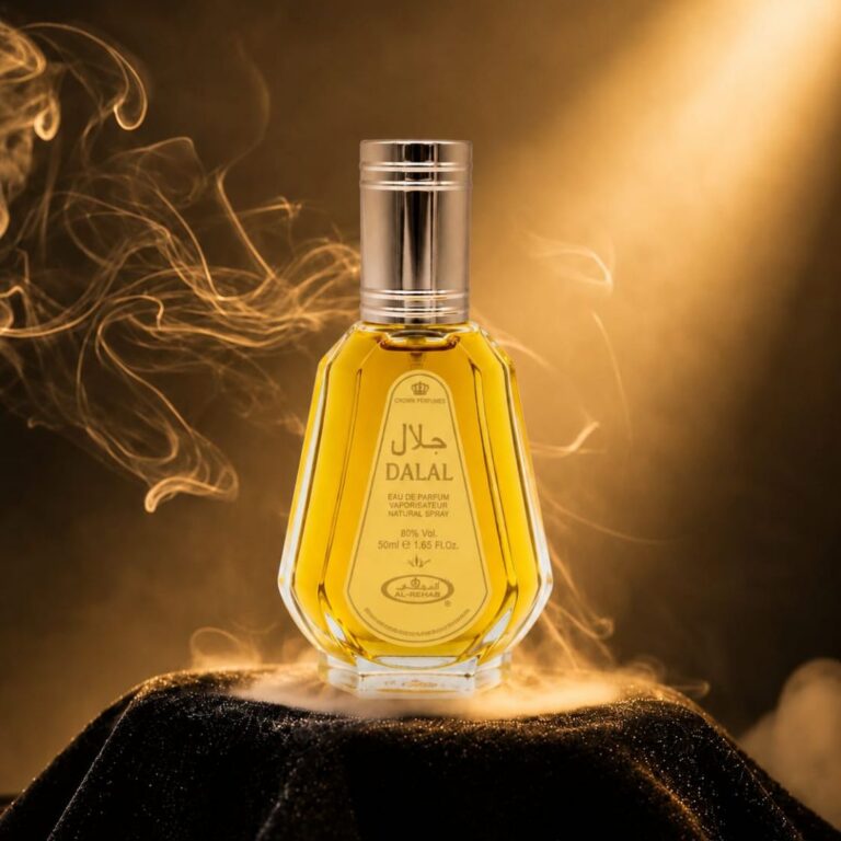 Al Rehab Dalal EDP Spray featuring sweet floral notes, jasmine, and creamy vanilla.